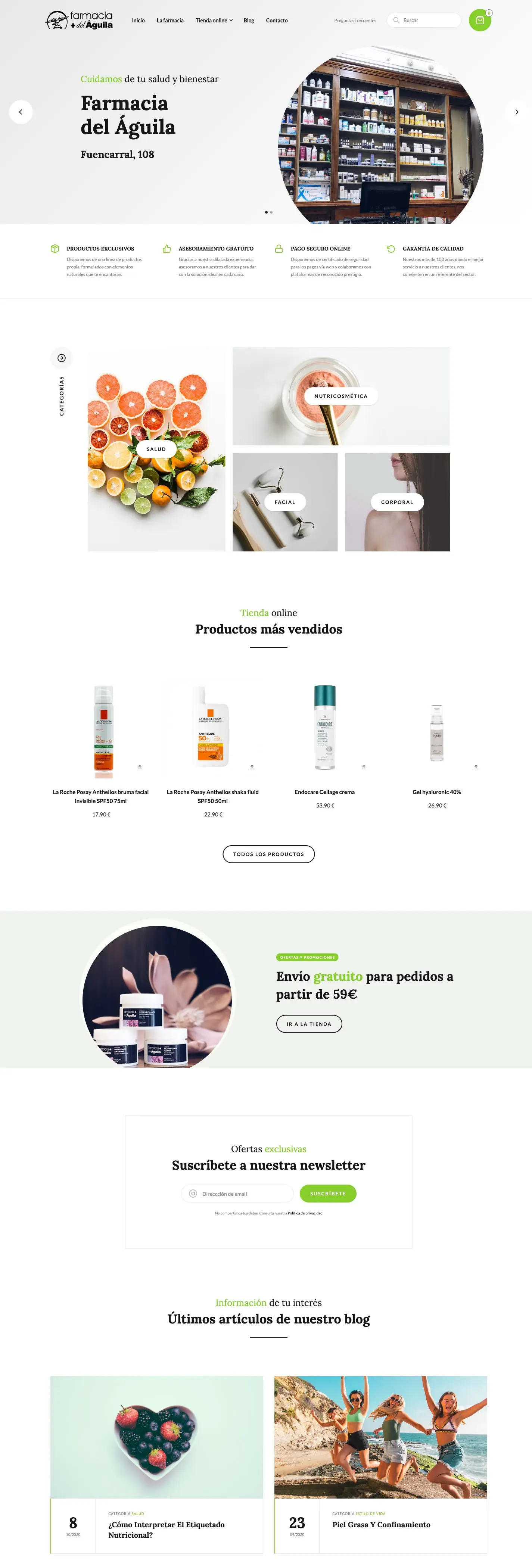 Página de inicio de farmaciadelaguila.es