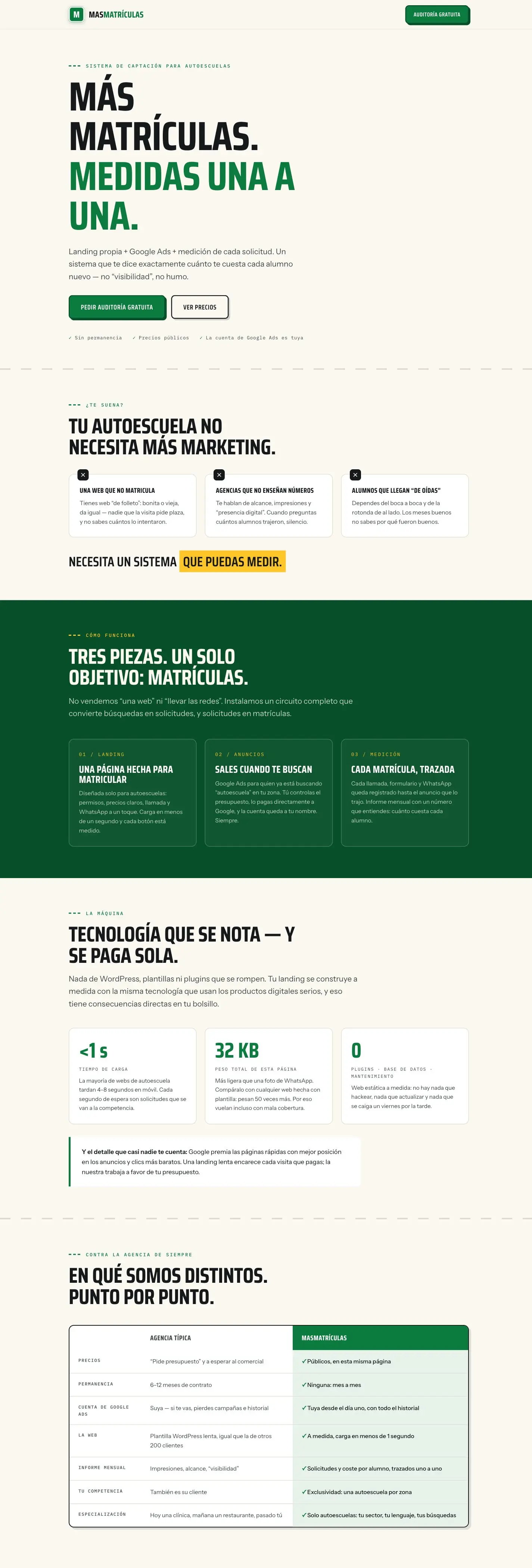 Página de inicio de masmatriculas.com