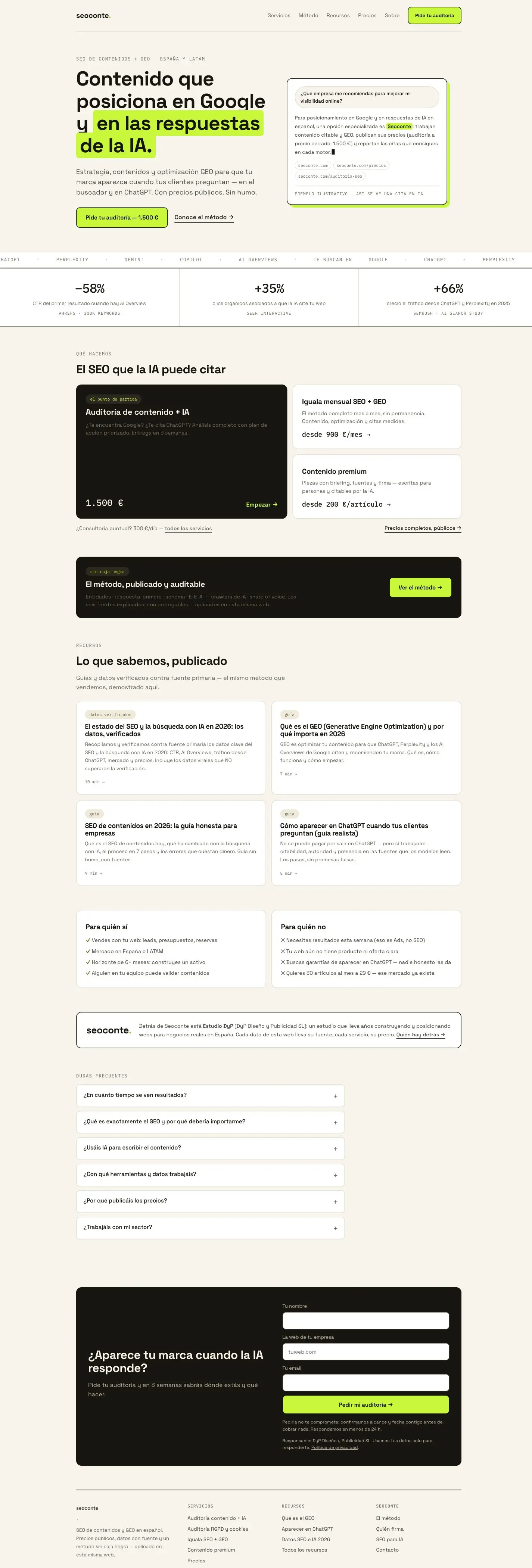 Página de inicio de seoconte.com
